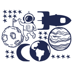 Siluetas en vinilo de corte con temática del Espacio para cuarto infantil.