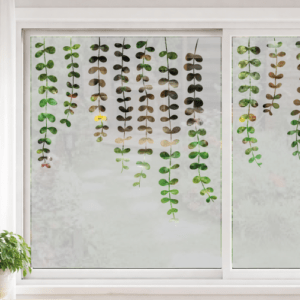 Esmerilado para vidrio Cascada Verde | Vinilo calado hojas colgantes estilo natural