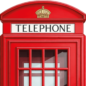 Vinilo impreso para heladera diseño London Telephone, cabina telefónica roja británica.