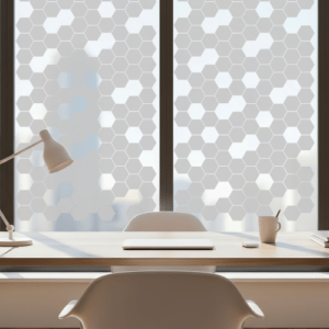 Esmerilado con hexágonos y formas geométricas ideal para oficinas y mamparas.